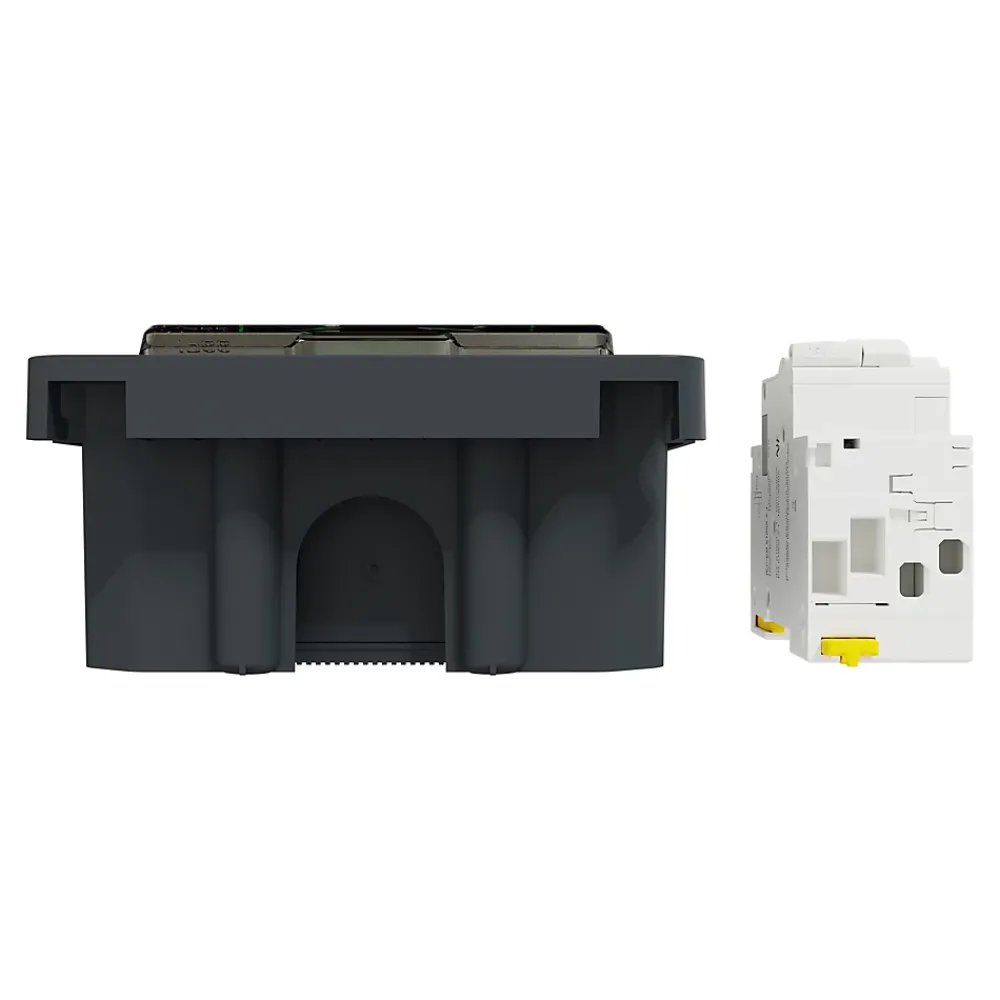 Schneider Electric Borne Recharge Voiture Électrique-Kit Mureva EVlink - Protection + Prise courant 2P+T renforcée VE IP66 IK08 Gris