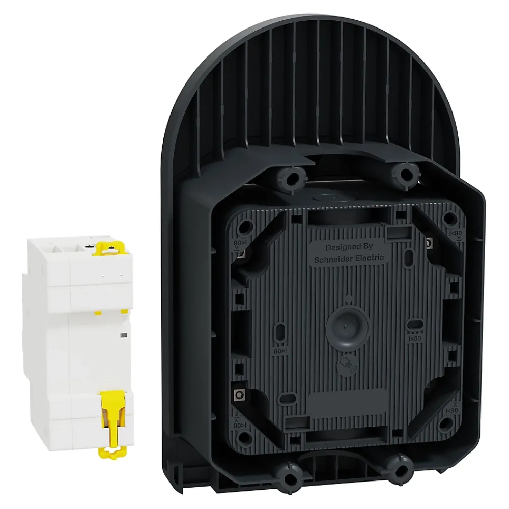 Schneider Electric Borne Recharge Voiture Électrique-Kit Mureva EVlink - Protection + Prise courant 2P+T renforcée VE IP66 IK08 Gris