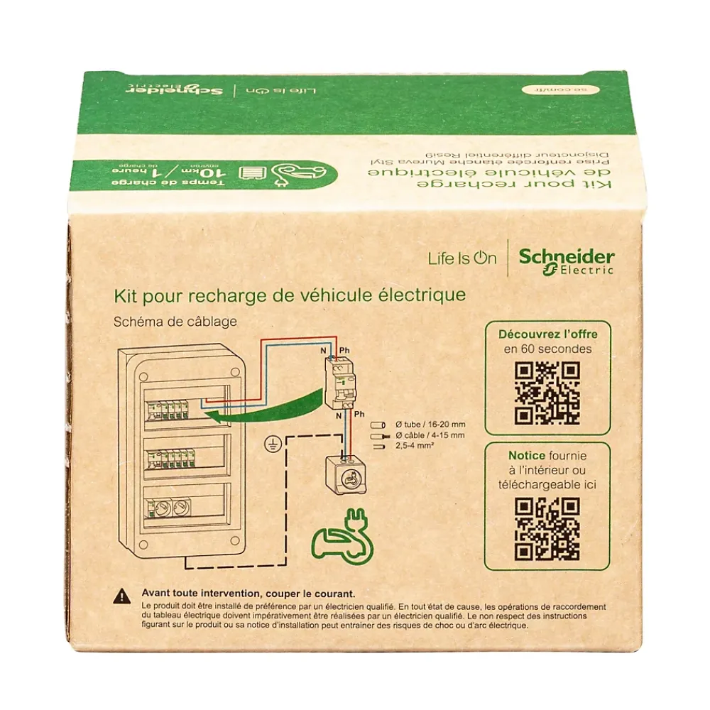 Schneider Electric Borne Recharge Voiture Électrique-Kit Mureva Styl - Protection + Prise courant 2 pôle+terre renforcée VE IP55 IK08 Gris