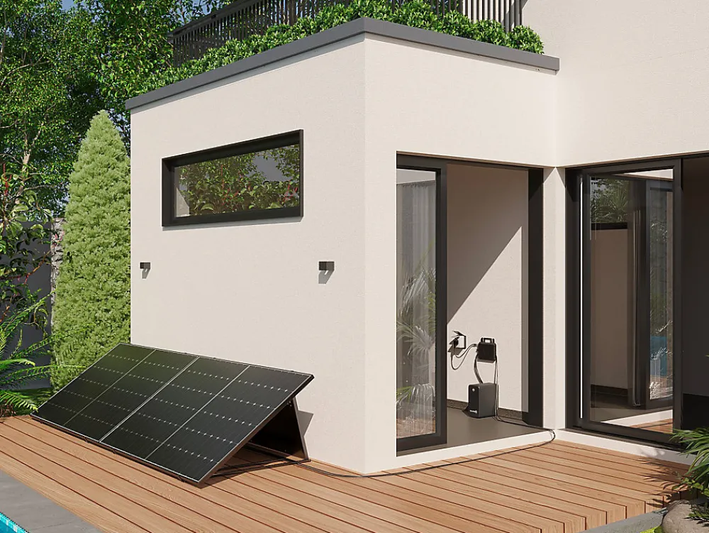 Vente-unique Panneau Solaire Portable-Kit 2 panneaux solaires Plug and Play + batterie de stockage - 850 W - LUMINOSER