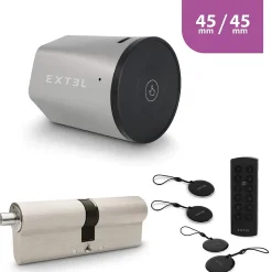 Extel Serrure Connectée-Kit Serrure Connectée Lock + cylindre 45/45 mm + clavier sans fil + 2 badges supplémentaires