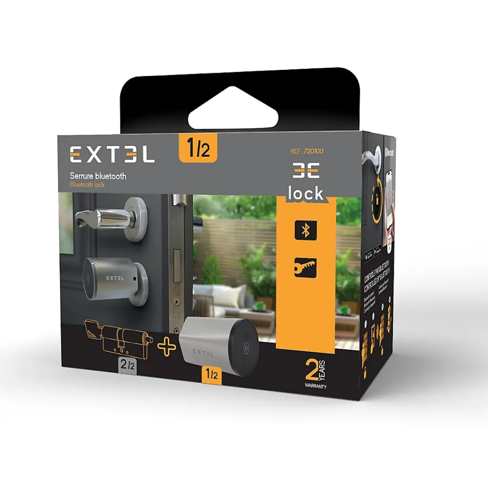Extel Serrure Connectée-Kit Serrure Connectée Lock + cylindre 45/45 mm + clavier sans fil + 2 badges supplémentaires