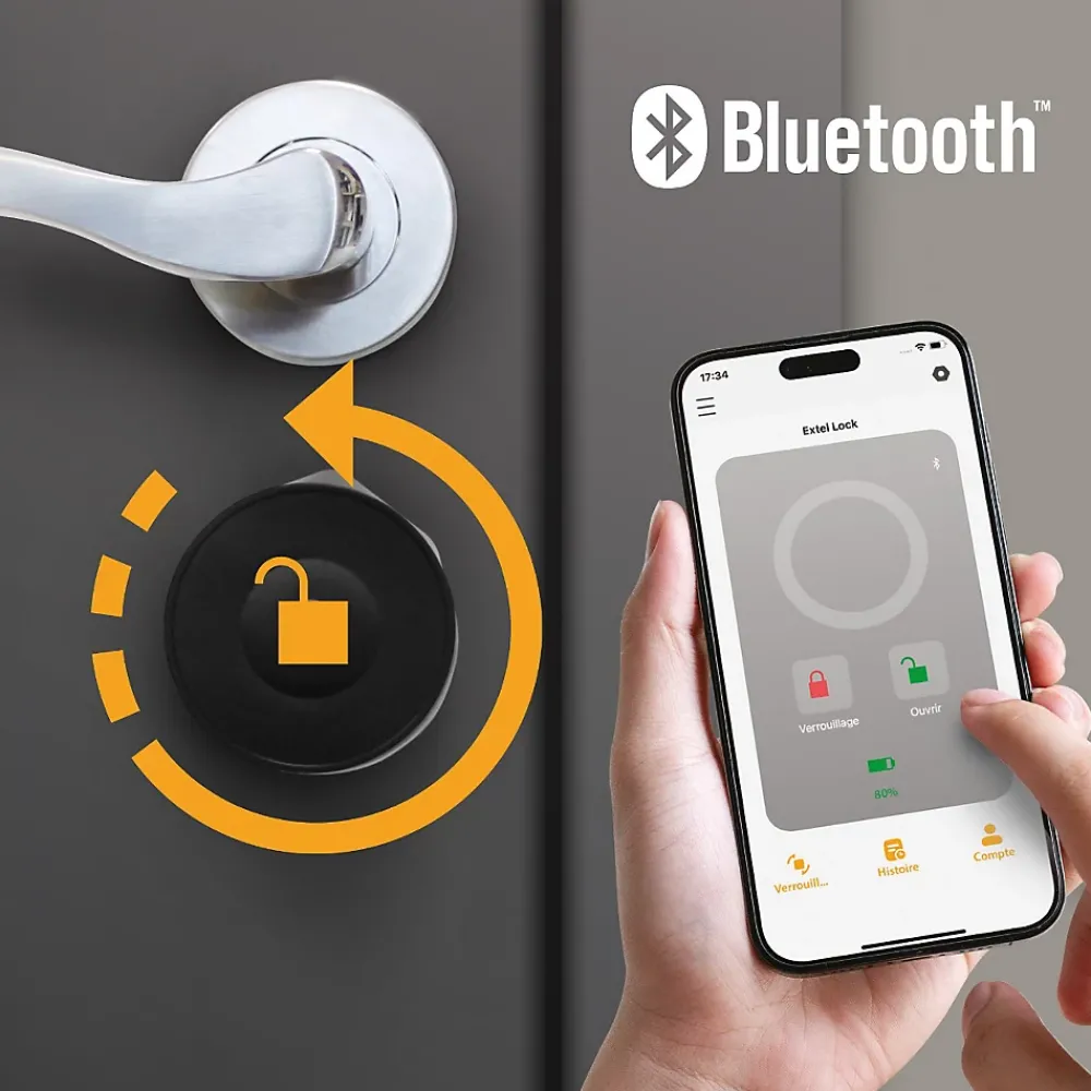 Extel Kit Serrure Connectée Lock + cylindre 30/35 mm + clavier sans fil + 2 badges supplémentaires