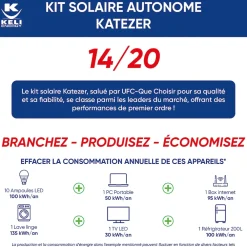Keli France Kit Solaire KATEZER Connecté W - Prêt à Brancher - PV Bifacial - Installation Facile - Suivi Direct - Pose : Sol, Mur, Balcon