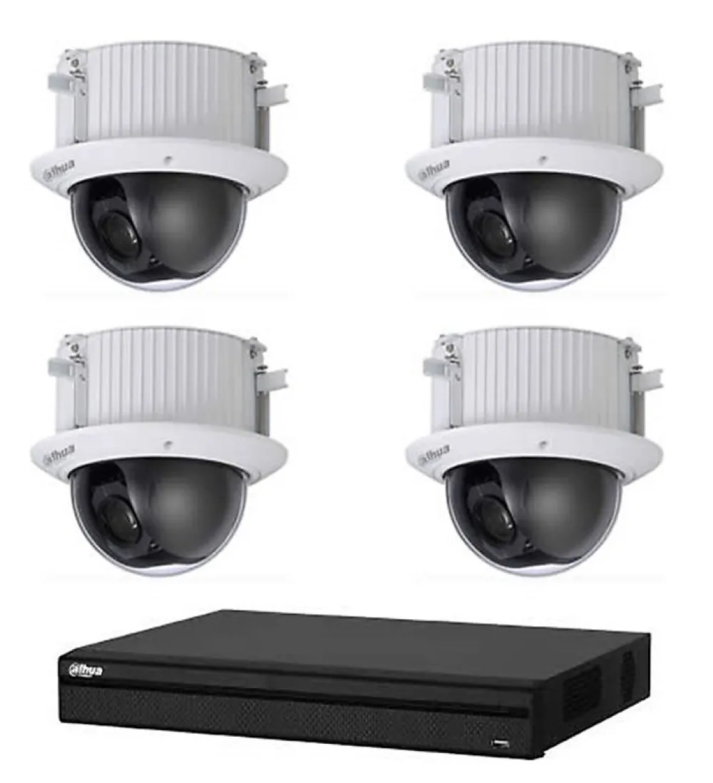 Dahua Caméra De Surveillance-Kit Vidéosurveillance Enregistreur DVR 2 ports HDMI et 4 Caméras Dôme Analogiques HDCVI