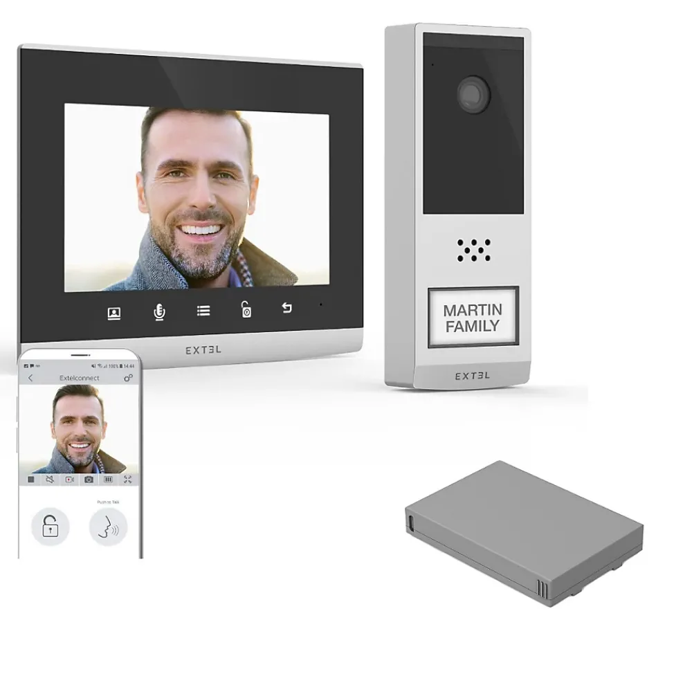 Extel Visiophone-Kit Visiophone connecté et sans fil Wave 2 + 1 batterie supplémentaire -