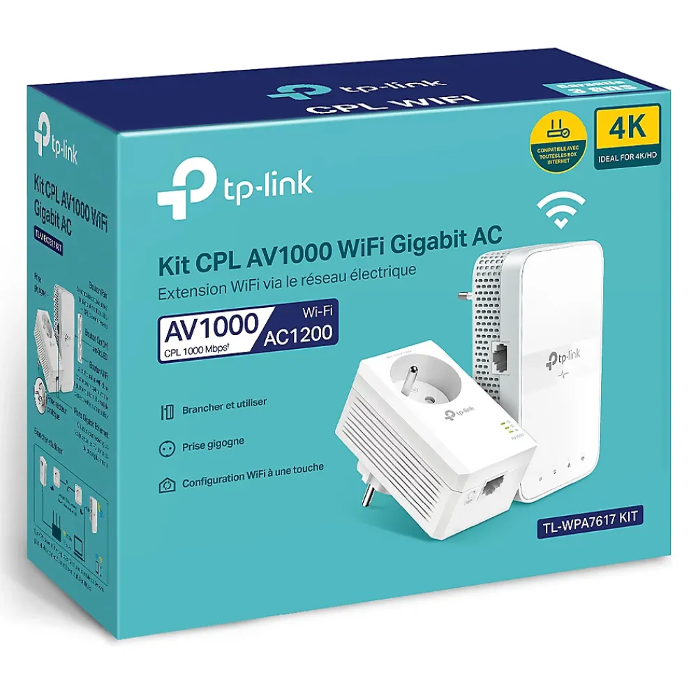 TP-Link Kit 2x CPL AV1000 Gigabit WiFi AC1200 avec prise gigogne