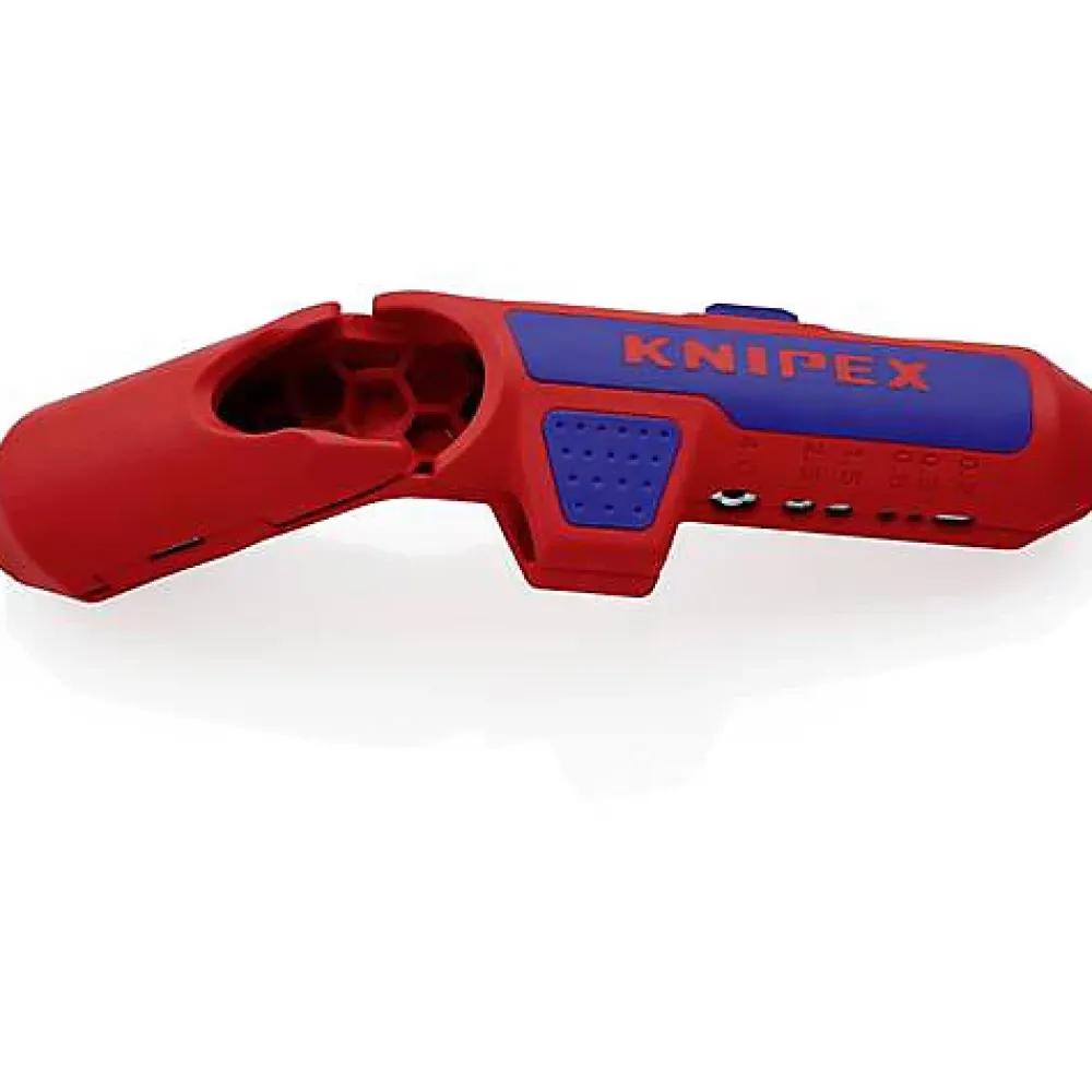 D44 Pince À Dénuder-Knipex 16 95 02 SB ErgoStrip - Dénudeur de câble ergonomique pour câbles ronds, coaxiaux et de données (gauchers)