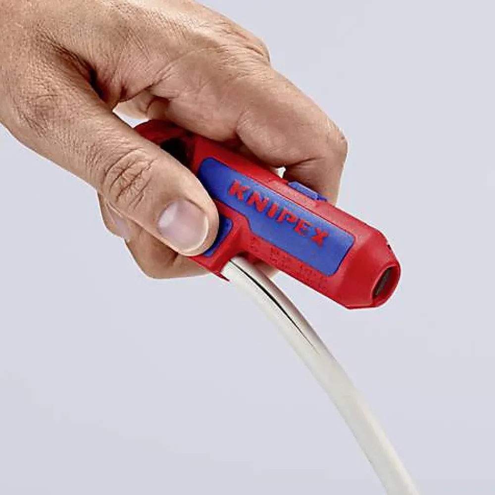 D44 Pince À Dénuder-Knipex 16 95 02 SB ErgoStrip - Dénudeur de câble ergonomique pour câbles ronds, coaxiaux et de données (gauchers)