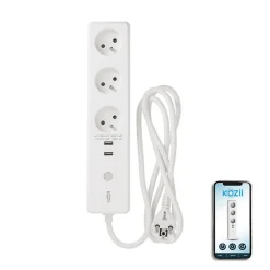 Kozii Commande De L'Éclairage-- Multi prise connectée 16A 3680W max avec 3 prises et 2 ports USB - KMPRI3680