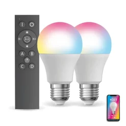 Kozii Commande De L'Éclairage-- Pack de 2 Ampoules LED connectées A60, culot E27, RVB avec télécommande connectée - KPACK2EE806GRVBCCT