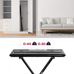 Duronic KS2B Support pour synthétiseur clavier Hauteur réglable de 33 à 98 cm Charge max 30 kg Vis et sangles de fixation