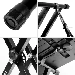 Duronic KS2B Support pour synthétiseur clavier Hauteur réglable de 33 à 98 cm Charge max 30 kg Vis et sangles de fixation