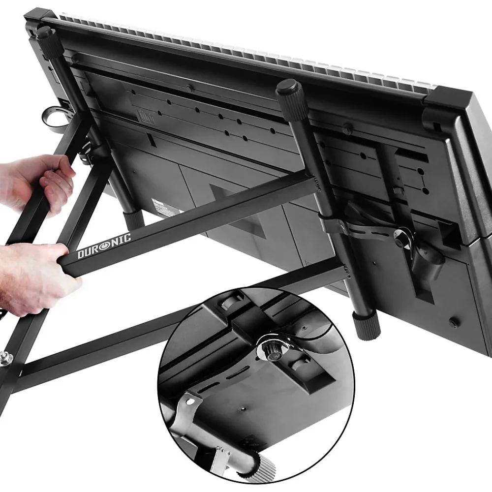 Duronic KS2B Support pour synthétiseur clavier Hauteur réglable de 33 à 98 cm Charge max 30 kg Vis et sangles de fixation