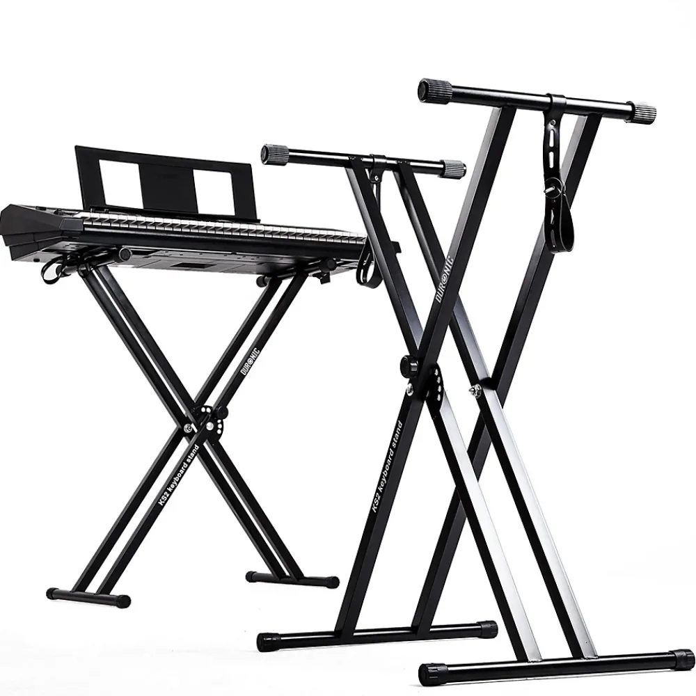 Duronic KS2B Support pour synthétiseur clavier Hauteur réglable de 33 à 98 cm Charge max 30 kg Vis et sangles de fixation