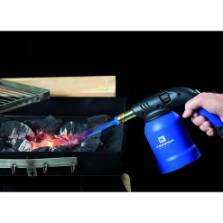 Kemper Lampe a souder Coque Acier Allumage piezo + 4 Cartouches de gaz 190gr STOP GAZ Perçables