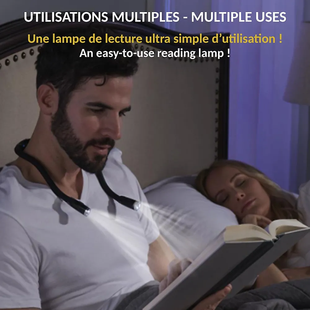 Fishtec Lampe de lecture de cou rechargeable 3 couleurs de lumière