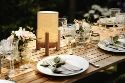 Näve Lampe de table à accu MATILDA H 32cm beige naturel LED intégrée intensité variable capteur tactile