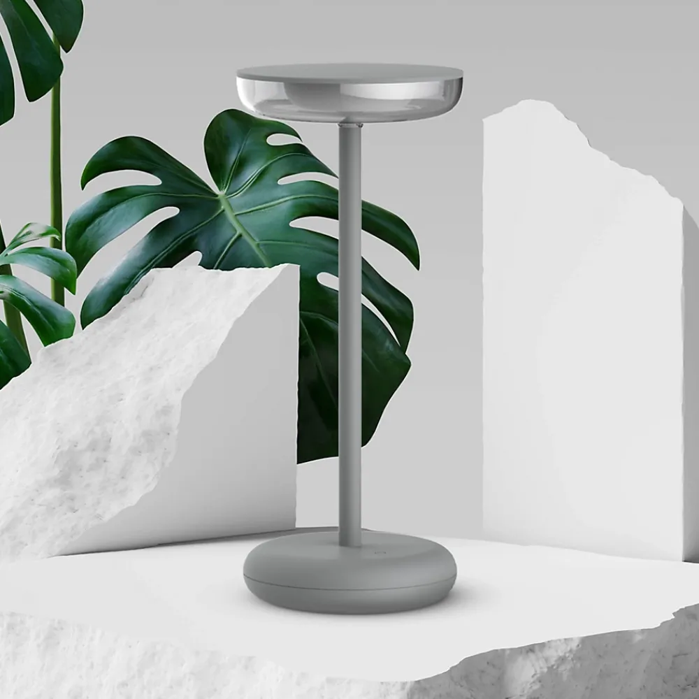 Näve Lampe de table à accu PASI intérieur extérieur métal plastique gris intensité variable tactile fonction mémoire hauteur 26cm