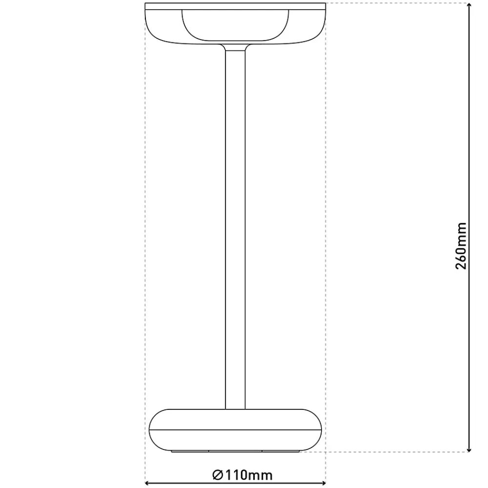 Näve Lampe de table à accu PASI intérieur extérieur métal plastique gris intensité variable tactile fonction mémoire hauteur 26cm