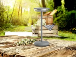 Näve Lampe de table à accu PASI intérieur extérieur métal plastique gris intensité variable tactile fonction mémoire hauteur 26cm