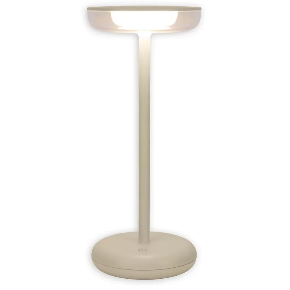 Näve Lampe de table à accu PASI intérieur extérieur métal plastique beige intensité variable tactile fonction mémoire hauteur 26cm