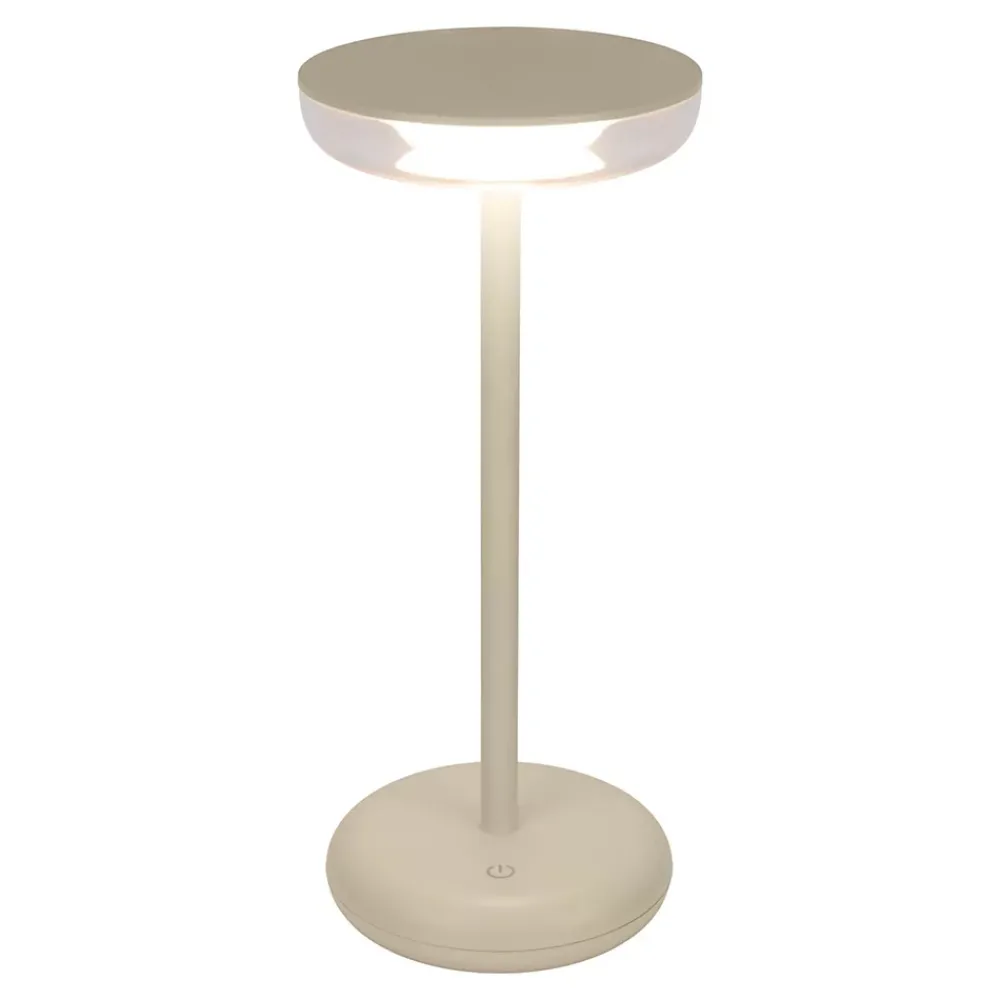Näve Lampe de table à accu PASI intérieur extérieur métal plastique beige intensité variable tactile fonction mémoire hauteur 26cm
