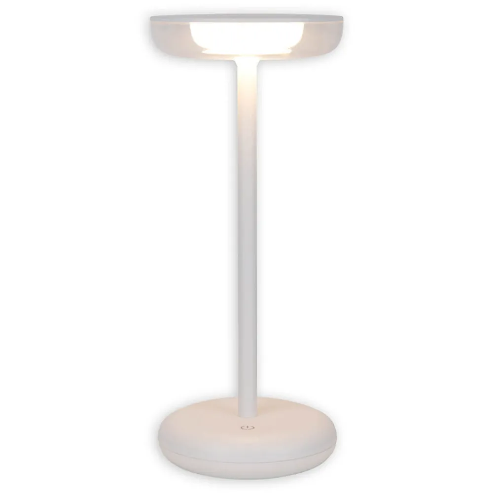 Näve Lampe de table à accu PASI intérieur extérieur métal plastique blanc intensité variable tactile fonction mémoire hauteur 26cm