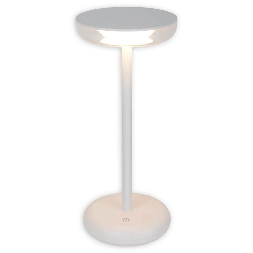 Näve Lampe de table à accu PASI intérieur extérieur métal plastique blanc intensité variable tactile fonction mémoire hauteur 26cm