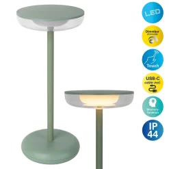 Näve Baladeuse-Lampe de table à accu PASI intérieur extérieur métal plastique rose intensité variable tactile fonction mémoire hauteur 26cm