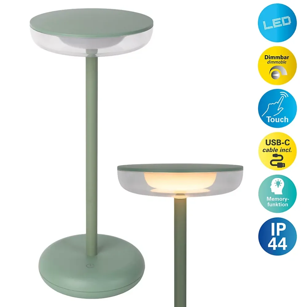 Näve Baladeuse-Lampe de table à accu PASI intérieur extérieur métal plastique rose intensité variable tactile fonction mémoire hauteur 26cm