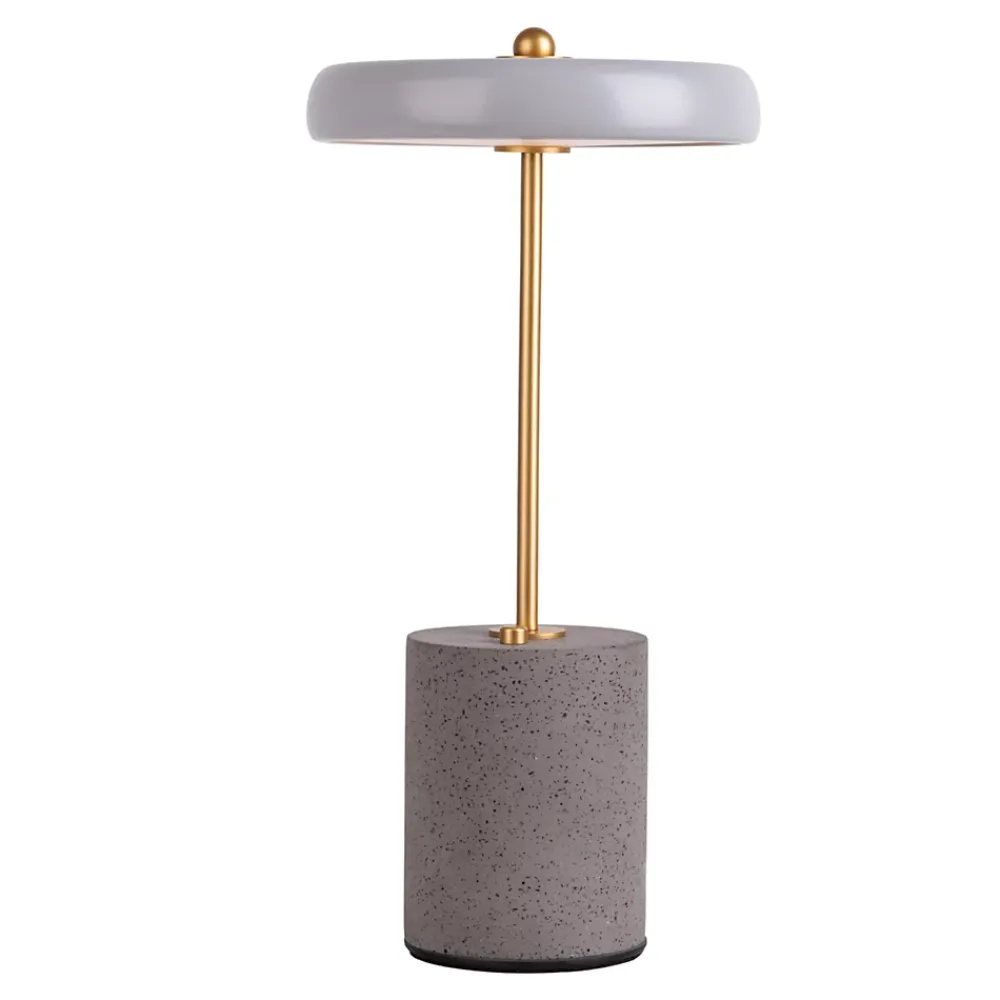 Näve Lampe de table à accu 'SETA' grise 30 cm de haut en métal et béton, avec LED fixe