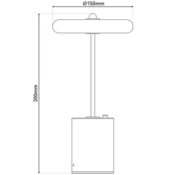 Näve Lampe de table à accu 'SETA' noire hauteur 30 cm en métal et béton, avec LED fixe