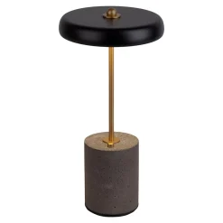 Näve Lampe de table à accu 'SETA' noire hauteur 30 cm en métal et béton, avec LED fixe