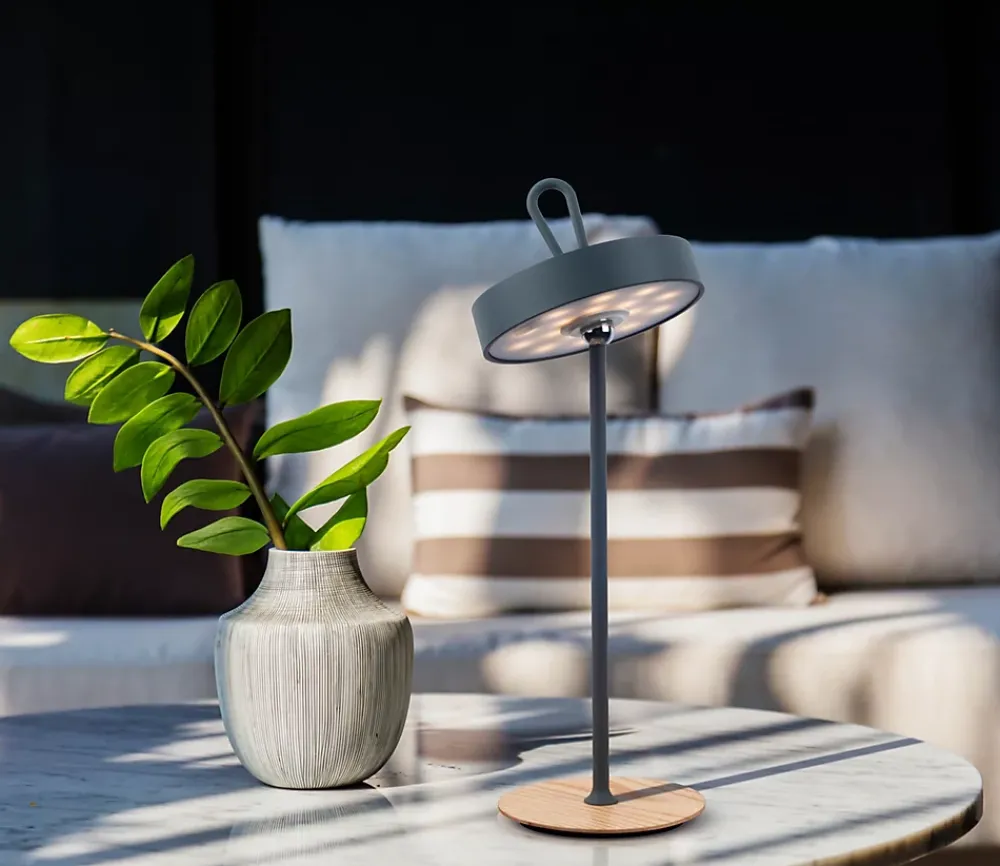 Näve Lampe de table LED à accu magnétique pour l'extérieur et l'intérieur, en métal et plastique gris, hauteur 36 cm