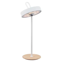 Näve Baladeuse-Lampe de table LED à accu magnétique pour l'extérieur et l'intérieur, en métal et plastique blanc, hauteur 36 cm