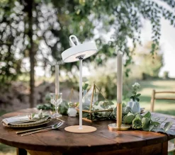 Näve Baladeuse-Lampe de table LED à accu magnétique pour l'extérieur et l'intérieur, en métal et plastique blanc, hauteur 36 cm