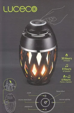 Näve Lampe de table LED 'Muna' avec haut-parleur Bluetooth pour l'extérieur, en plastique noir, avec LED intégrée, hauteur 16,5 cm