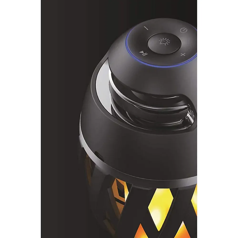 Näve Lampe de table LED 'Muna' avec haut-parleur Bluetooth pour l'extérieur, en plastique noir, avec LED intégrée, hauteur 16,5 cm
