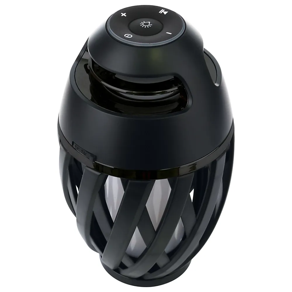 Näve Lampe de table LED 'Muna' avec haut-parleur Bluetooth pour l'extérieur, en plastique noir, avec LED intégrée, hauteur 16,5 cm