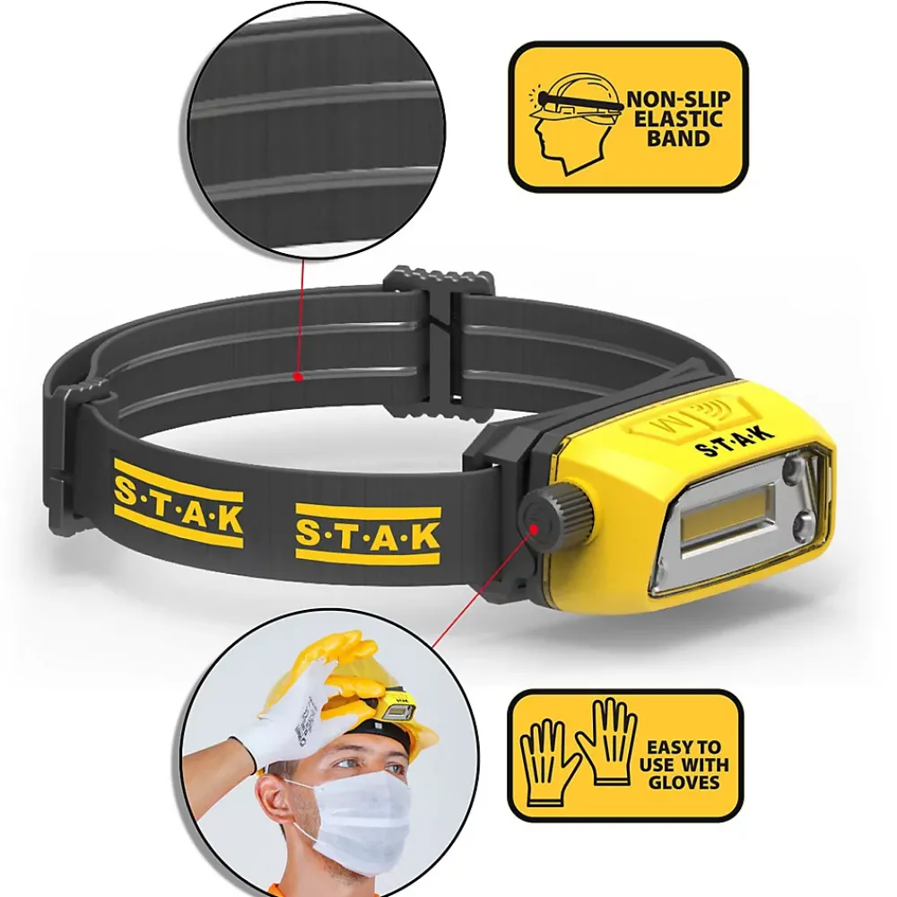Stak Lampe Frontale-Lampe frontale LED rechargeable professionnelle 300 lumens. Interrupteur sans contact