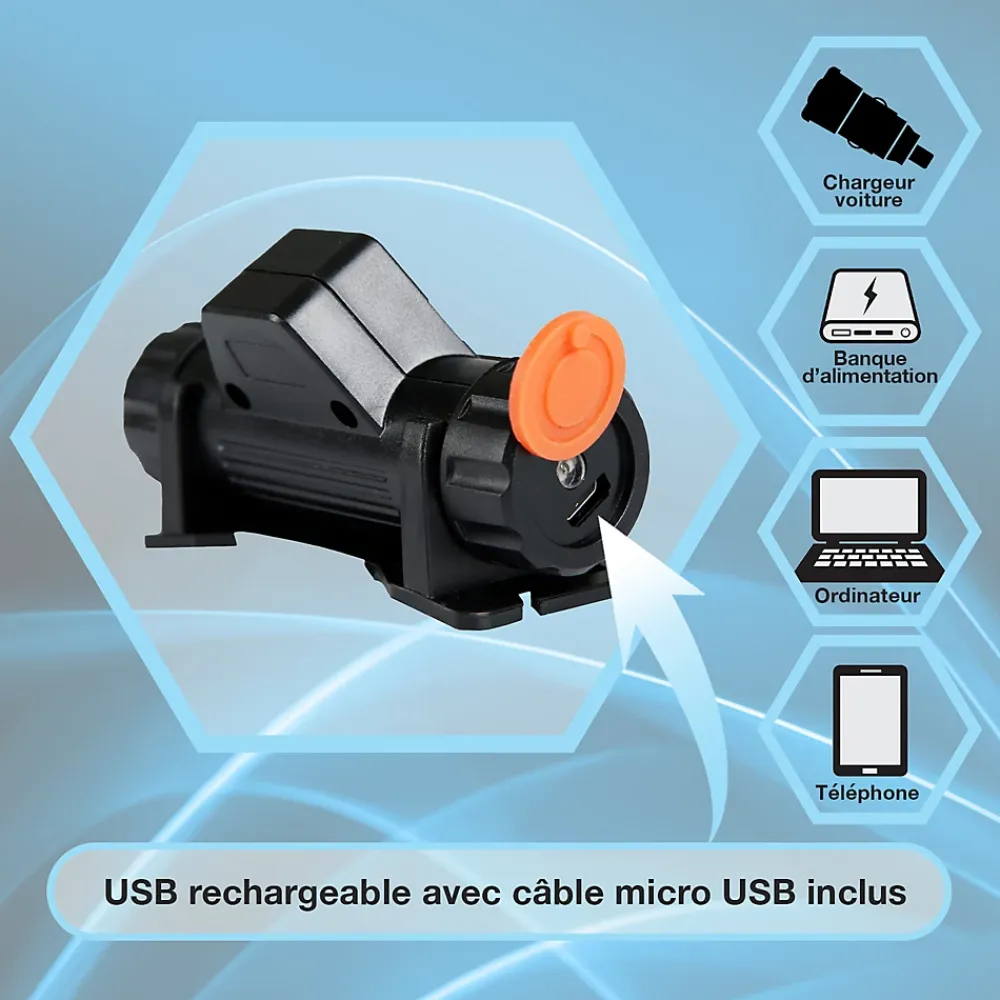 Moby Swift Lampe Frontale-Lampe Frontale LED Waterproof Rechargeable USB - Réglable - Éclairage Puissant - Résistante Pluie et Humidité - x1
