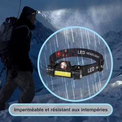 Moby Swift Lampe Frontale-Lampe Frontale LED Waterproof Rechargeable USB - Réglable - Éclairage Puissant - Résistante Pluie et Humidité - x1