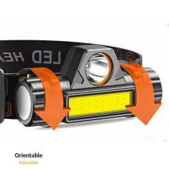 Fishtec Lampe Frontale Torche Détachable Recharge USB Boîtier Orientable