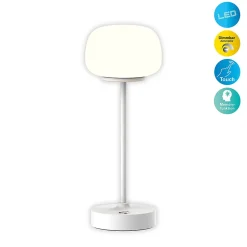 Näve Baladeuse-Lampe LED à accu/de table 'PINA' 30 cm de haut, en métal (blanc) et verre (blanc), LEDs intégrés, blanc chaud