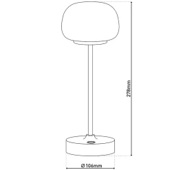 Näve Baladeuse-Lampe LED à accu/de table 'PINA' 30 cm de haut, en métal (beige) et verre (blanc), LEDs intégrés, blanc chaud