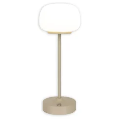Näve Baladeuse-Lampe LED à accu/de table 'PINA' 30 cm de haut, en métal (beige) et verre (blanc), LEDs intégrés, blanc chaud