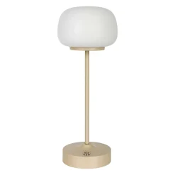 Näve Baladeuse-Lampe LED à accu/de table 'PINA' 30 cm de haut, en métal (beige) et verre (blanc), LEDs intégrés, blanc chaud