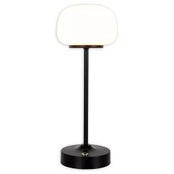 Näve Baladeuse-Lampe LED à accu/de table 'PINA' 30 cm de haut, en métal (noir) et verre (blanc), LEDs intégrés, blanc chaud