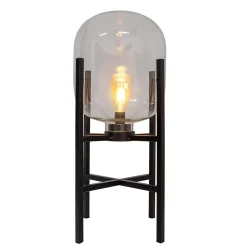 Näve Lampe LED sur socle 'LORA' hauteur 58 cm, en métal et verre, en métal noir et verre clair, pour l'intérieur et l'extérieur